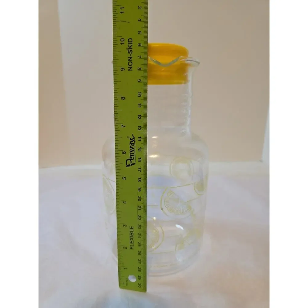 Vintage Pyrex 7520 Glass Juice Tea Lemonade Carafe Pitcher Lemon Slices 2 Qt USA